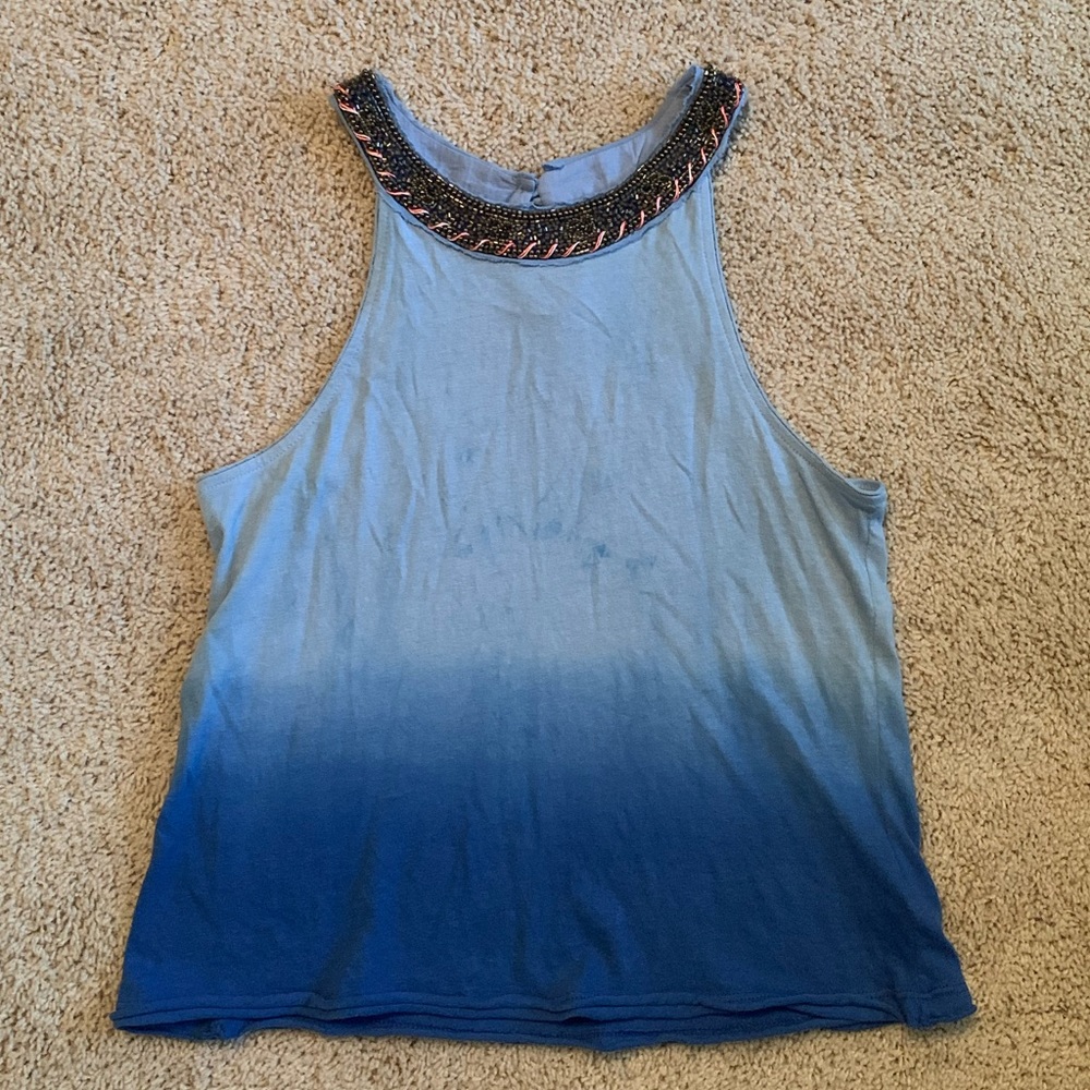 Free People embellished collar ombré tank top